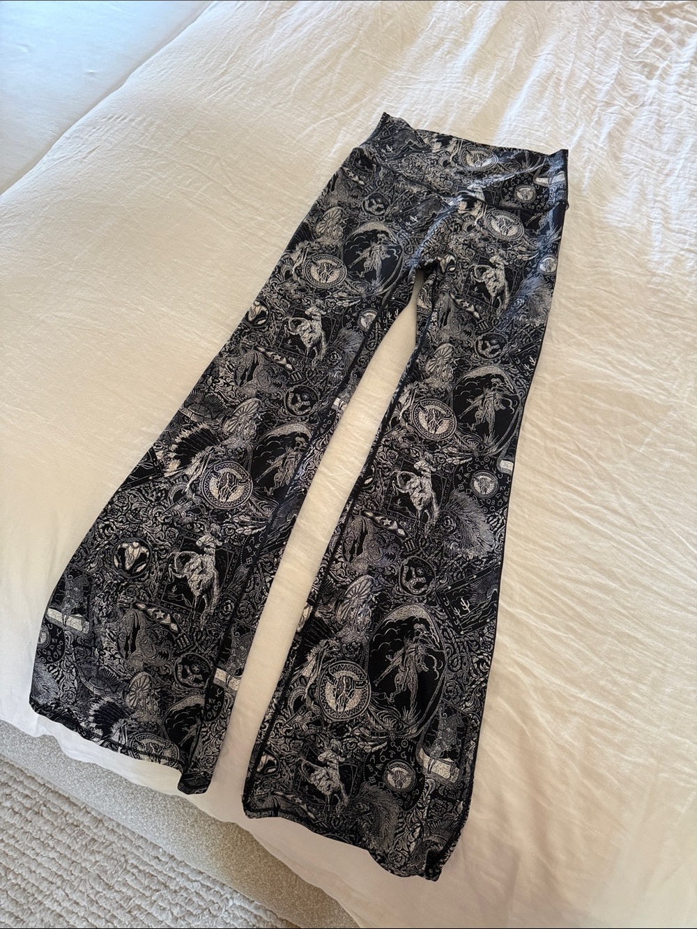 Black western Printed Flared Leggings